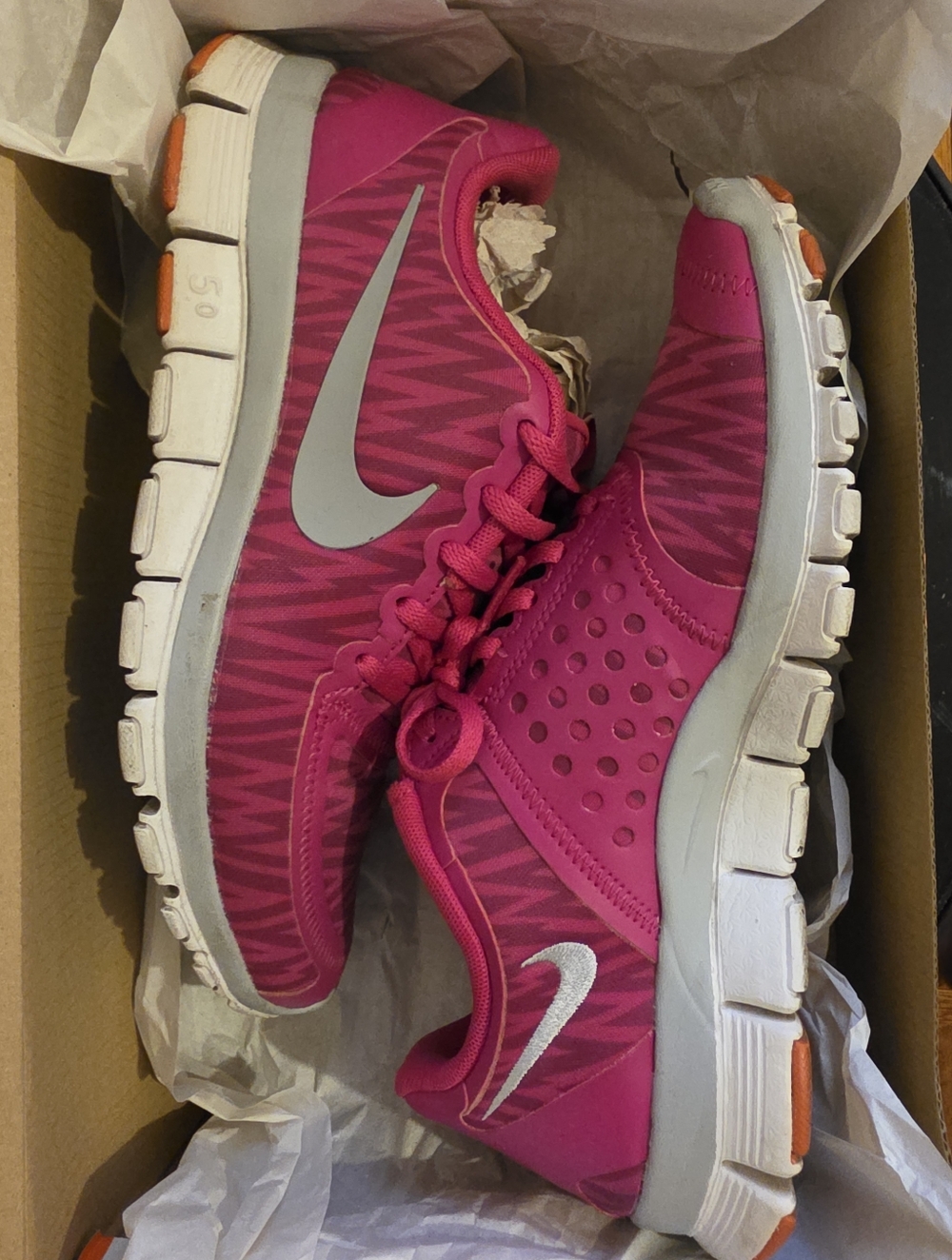 Nike Women’s Hot Pink and Silver Athletic Running Shoes